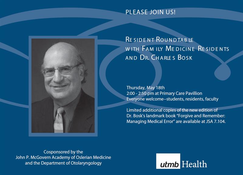 Invitation to Resident Roundtable with Dr. Charles Bosk