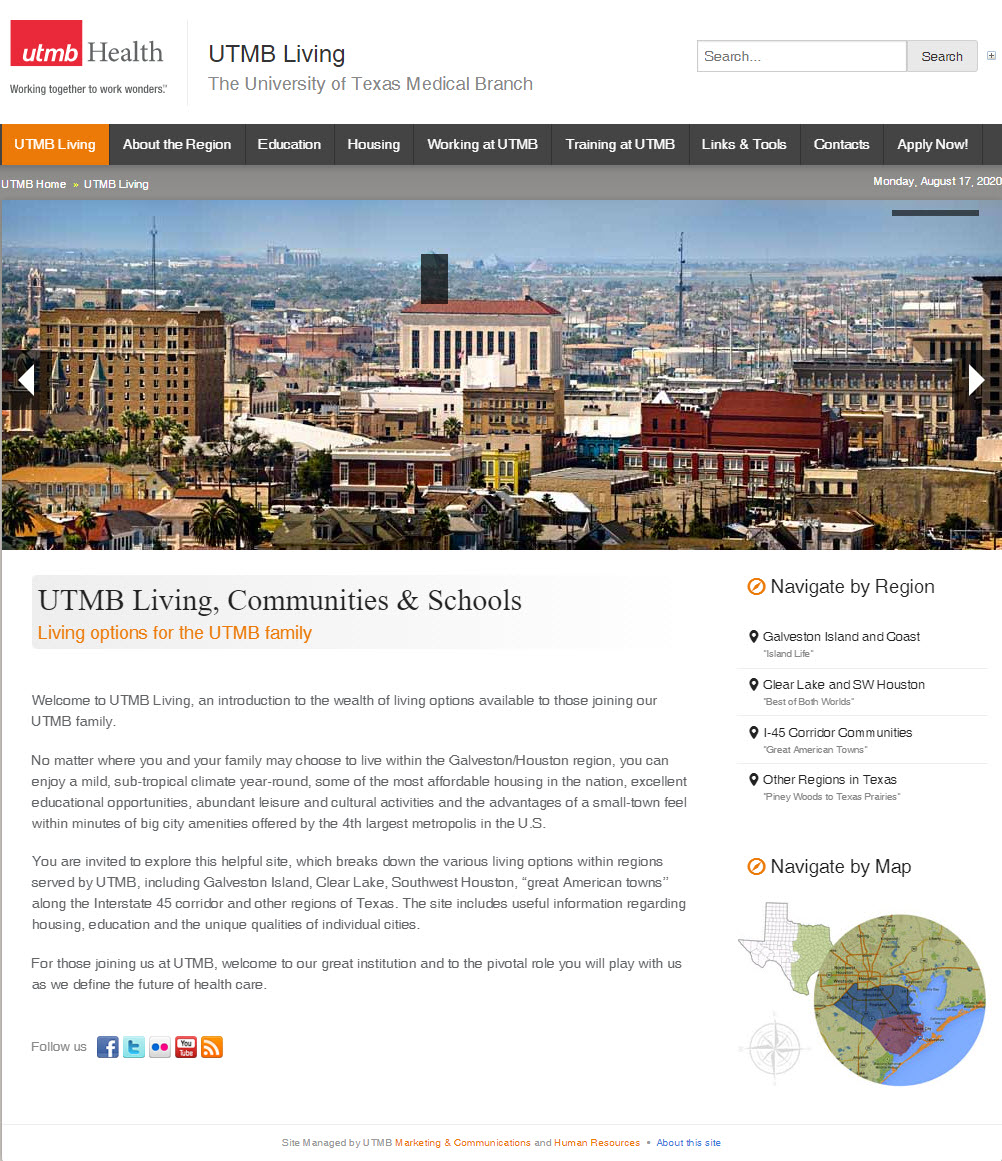 UTMB Living website